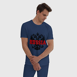Пижама хлопковая мужская Russia Coat, цвет: тёмно-синий — фото 2
