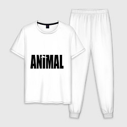 Пижама хлопковая мужская Animal, цвет: белый