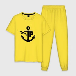 Пижама хлопковая мужская Речник, цвет: желтый