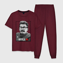 Пижама хлопковая мужская Stalin: Style in, цвет: меланж-бордовый