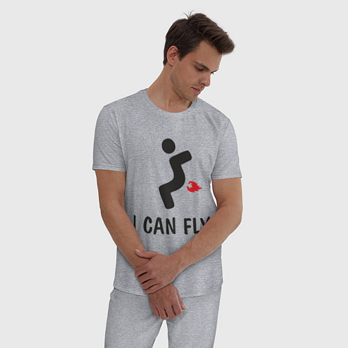 Мужская пижама I can fly - Я умею летать / Меланж – фото 3
