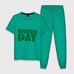 Пижама хлопковая мужская Green Day, цвет: зеленый