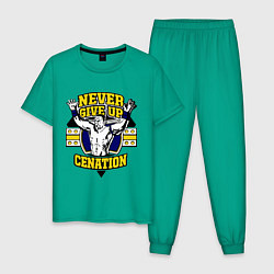 Пижама хлопковая мужская Never Give Up: Cenation, цвет: зеленый