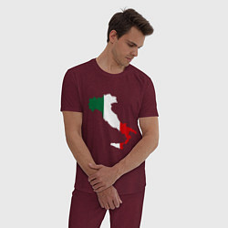 Пижама хлопковая мужская Италия (Italy), цвет: меланж-бордовый — фото 2