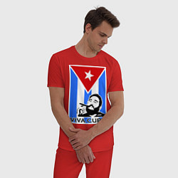 Пижама хлопковая мужская Fidel: Viva, Cuba!, цвет: красный — фото 2