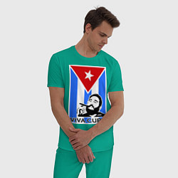 Пижама хлопковая мужская Fidel: Viva, Cuba!, цвет: зеленый — фото 2