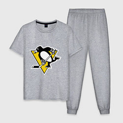 Пижама хлопковая мужская Pittsburgh Penguins, цвет: меланж