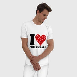 Пижама хлопковая мужская I love volleyball - Я люблю волейбол, цвет: белый — фото 2