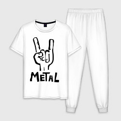 Пижама хлопковая мужская Metal, цвет: белый
