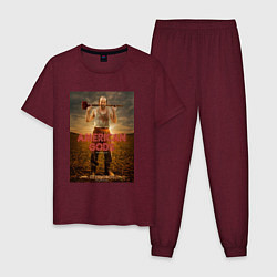 Пижама хлопковая мужская American Gods: Czernobog цвета меланж-бордовый — фото 1