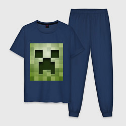 Пижама хлопковая мужская Мinecraft creeper, цвет: тёмно-синий