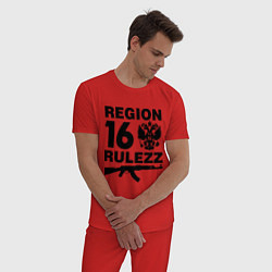 Пижама хлопковая мужская Region 16 Rulezz, цвет: красный — фото 2