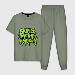 Пижама хлопковая мужская Bring me the horizon, цвет: авокадо