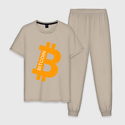 Пижама хлопковая мужская Bitcoin Boss, цвет: миндальный