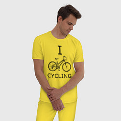 Пижама хлопковая мужская I love cycling, цвет: желтый — фото 2