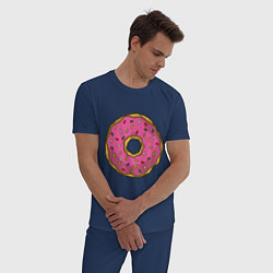 Пижама хлопковая мужская Сладкий пончик, цвет: тёмно-синий — фото 2