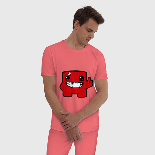 Мужская пижама Super Meat Boy / Коралловый – фото 3