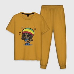 Пижама хлопковая мужская Маленький Боб Марли, цвет: горчичный
