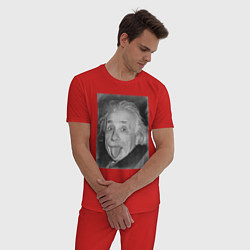 Пижама хлопковая мужская Энштейн дурачится, цвет: красный — фото 2