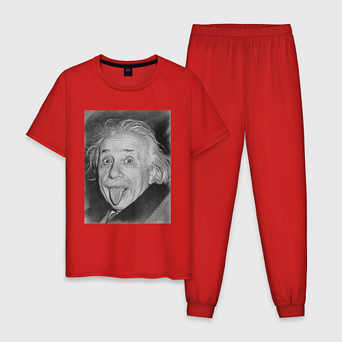 Мужская пижама Энштейн дурачится / Красный – фото 1