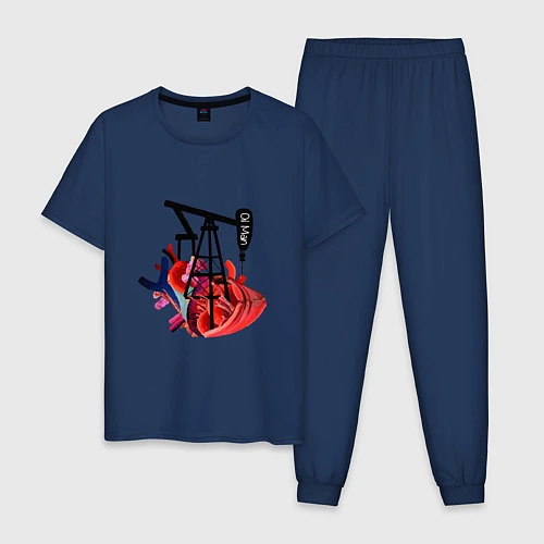 Мужская пижама Сердце нефтяника / Тёмно-синий – фото 1