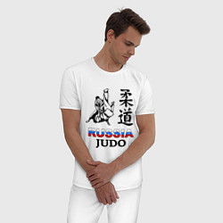 Пижама хлопковая мужская Russia Judo, цвет: белый — фото 2