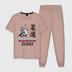 Пижама хлопковая мужская Russia Judo, цвет: пыльно-розовый