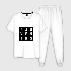 Пижама хлопковая мужская Juventus FC: Black Collection, цвет: белый