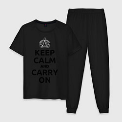 Пижама хлопковая мужская Keep Calm & Carry On, цвет: черный