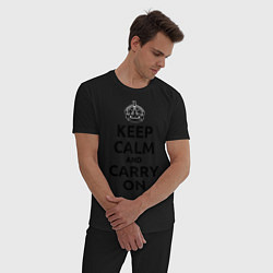 Пижама хлопковая мужская Keep Calm & Carry On, цвет: черный — фото 2