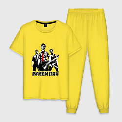 Пижама хлопковая мужская Группа Green Day, цвет: желтый