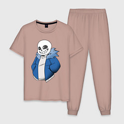 Пижама хлопковая мужская Sans, цвет: пыльно-розовый