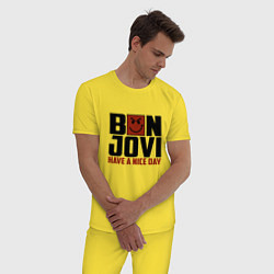 Пижама хлопковая мужская Bon Jovi: Nice day, цвет: желтый — фото 2
