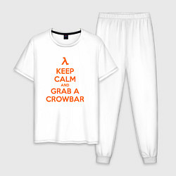 Пижама хлопковая мужская Keep Calm & Grab a Crowbar, цвет: белый