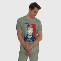 Пижама хлопковая мужская Bowie Poster, цвет: авокадо — фото 2