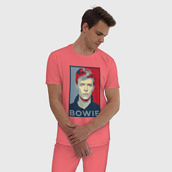 Пижама хлопковая мужская Bowie Poster, цвет: коралловый — фото 2