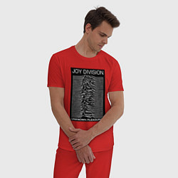 Пижама хлопковая мужская Joy Division: Unknown Pleasures, цвет: красный — фото 2