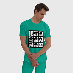 Пижама хлопковая мужская BTS: We are bulletproof, цвет: зеленый — фото 2