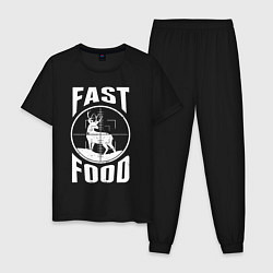 Пижама хлопковая мужская FAST FOOD олень в прицеле, цвет: черный