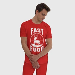 Пижама хлопковая мужская FAST FOOD олень в прицеле, цвет: красный — фото 2
