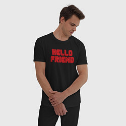 Пижама хлопковая мужская Hello Friend, цвет: черный — фото 2