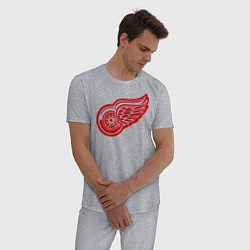 Пижама хлопковая мужская Detroit Red Wings: Pavel Datsyuk, цвет: меланж — фото 2
