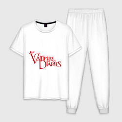 Пижама хлопковая мужская The Vampire Diaries, цвет: белый