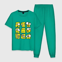 Пижама хлопковая мужская Смайликов кучка, цвет: зеленый