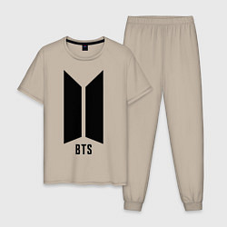 Пижама хлопковая мужская BTS Army, цвет: миндальный