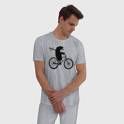 Пижама хлопковая мужская Ежик на велосипеде, цвет: меланж — фото 2