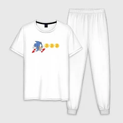 Пижама хлопковая мужская Монетный Соник, цвет: белый