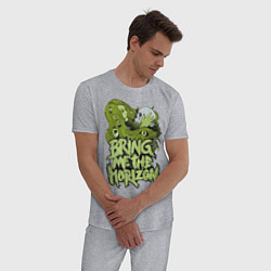 Пижама хлопковая мужская Bring Me The Horizon: Green Girl, цвет: меланж — фото 2