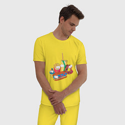Пижама хлопковая мужская Фастфуд Симпсоны, цвет: желтый — фото 2