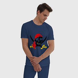 Пижама хлопковая мужская Пиратская футболка, цвет: тёмно-синий — фото 2
